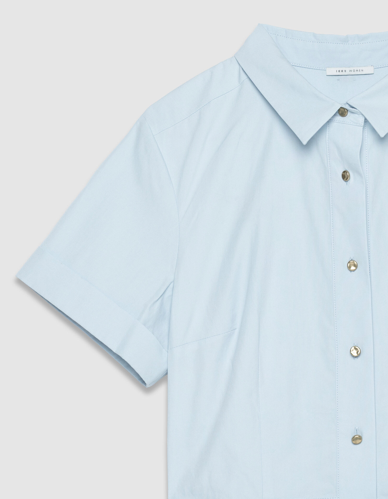 Robe chemise bleu ciel boutonnée ceinturée Femme