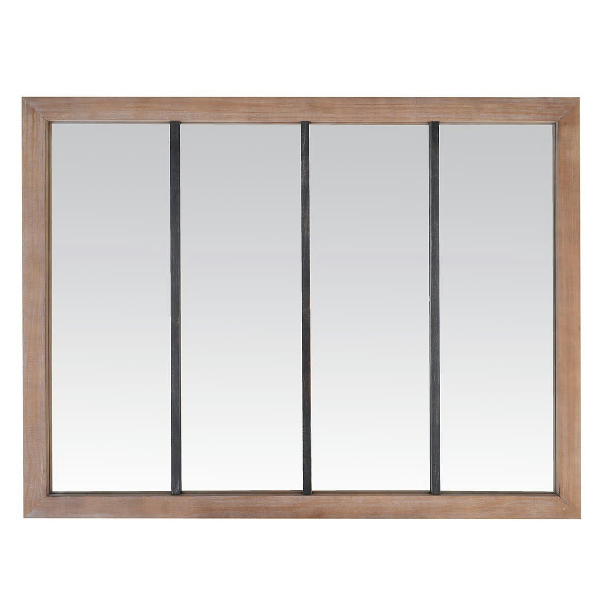 FRANK - Miroir verrière en métal et bois 120x80cm bois foncé