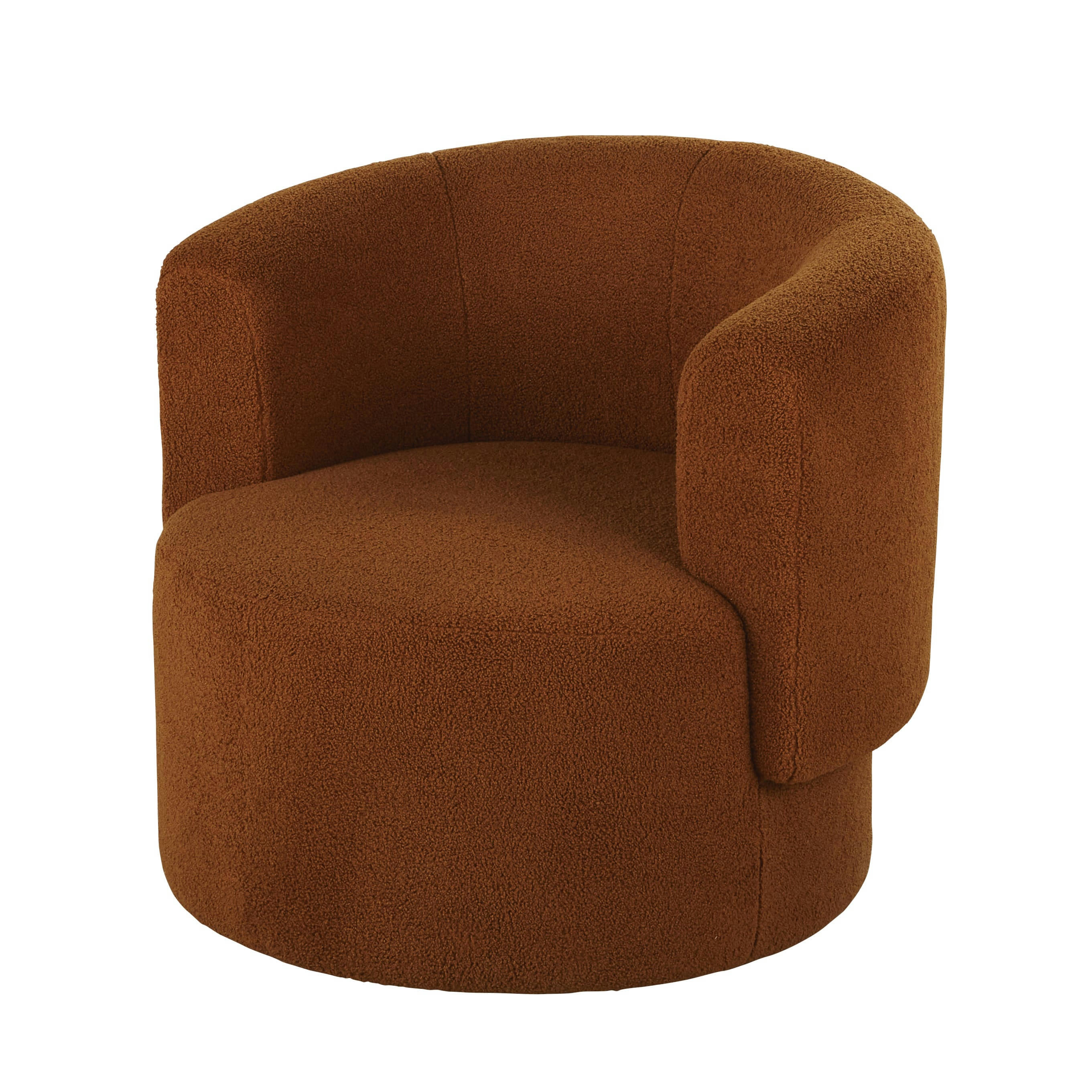 - Fauteuil en tissu orange écureuil effet laine bouclée