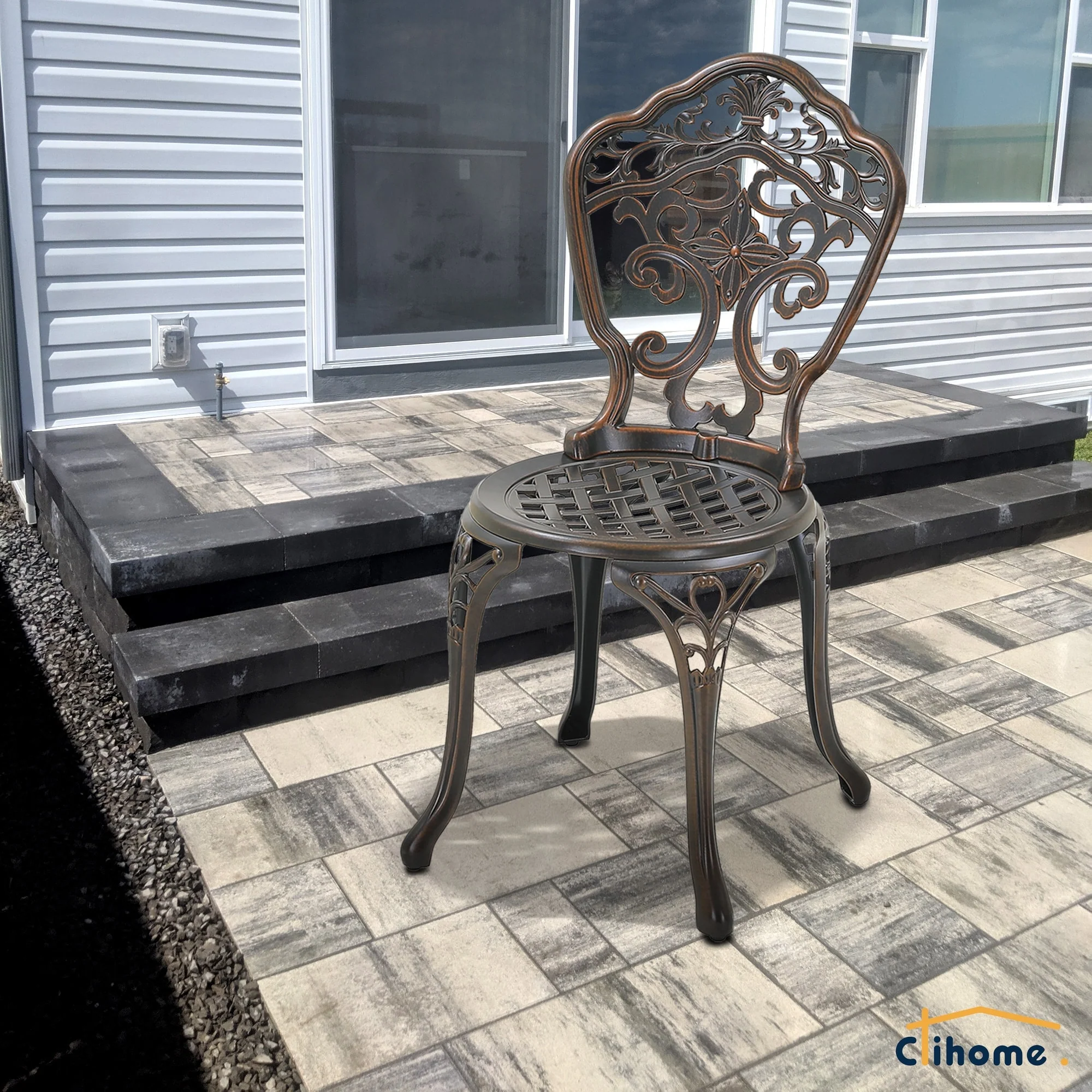 Set of 2 Cast Aluminum Bistro Chairs