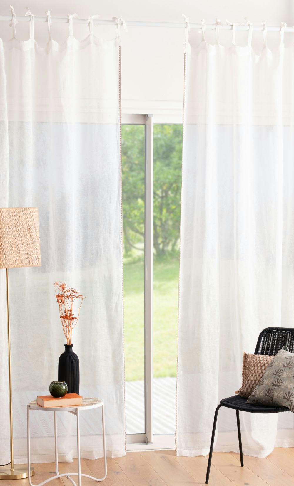 DIKIRN - Rideau à nouettes en lin écru à l'unité 140x250