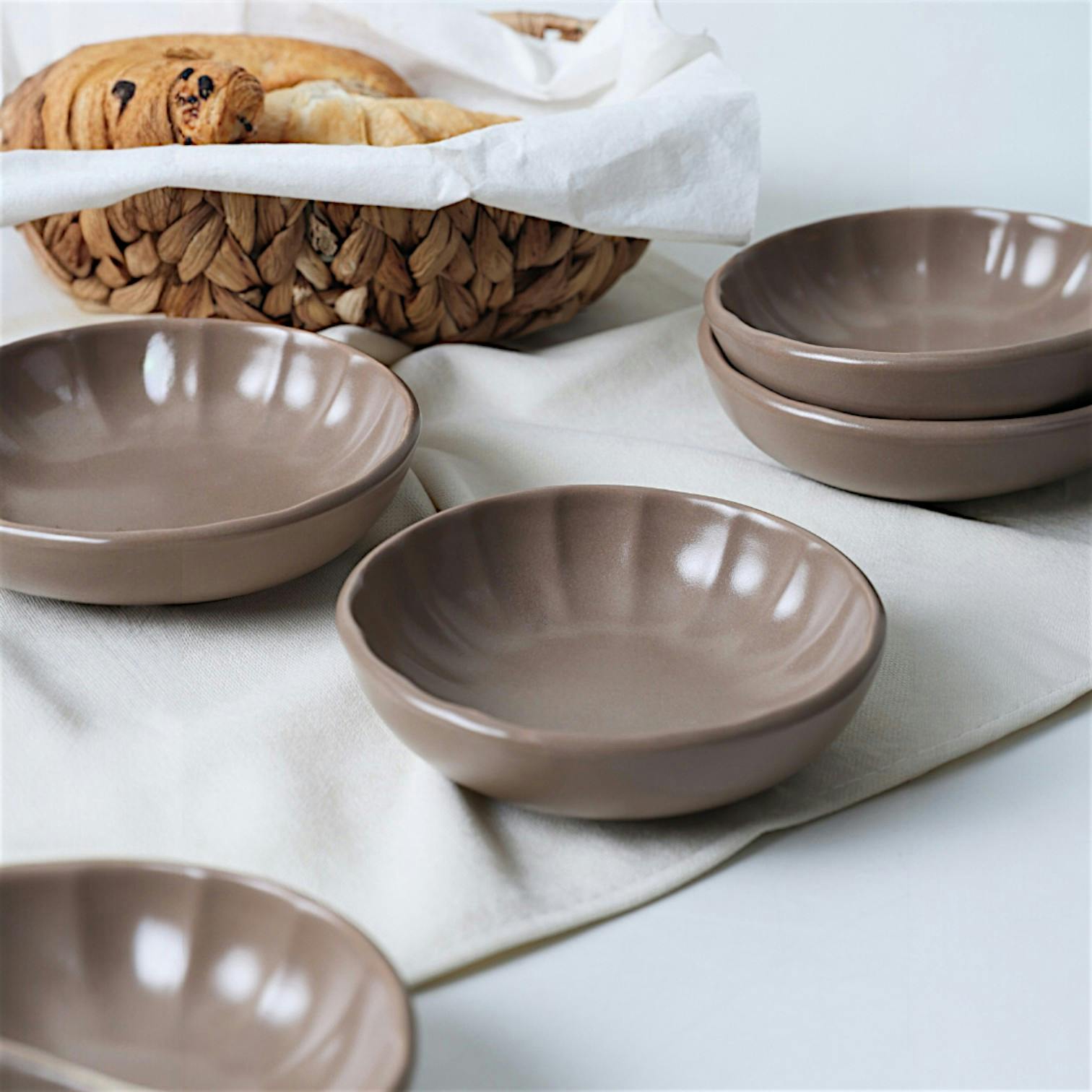 Bol apéro brun cendré forme fleur (lot de 6) EFIRA
