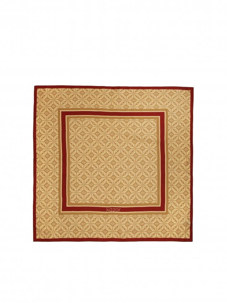 Beige silk scarf with author's pattern