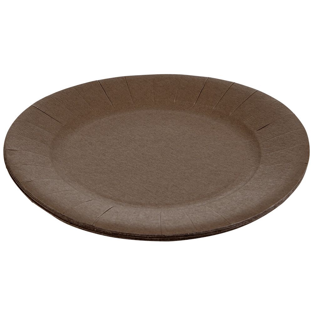 Lot de 10 assiettes en carton taupe Ø23 cm