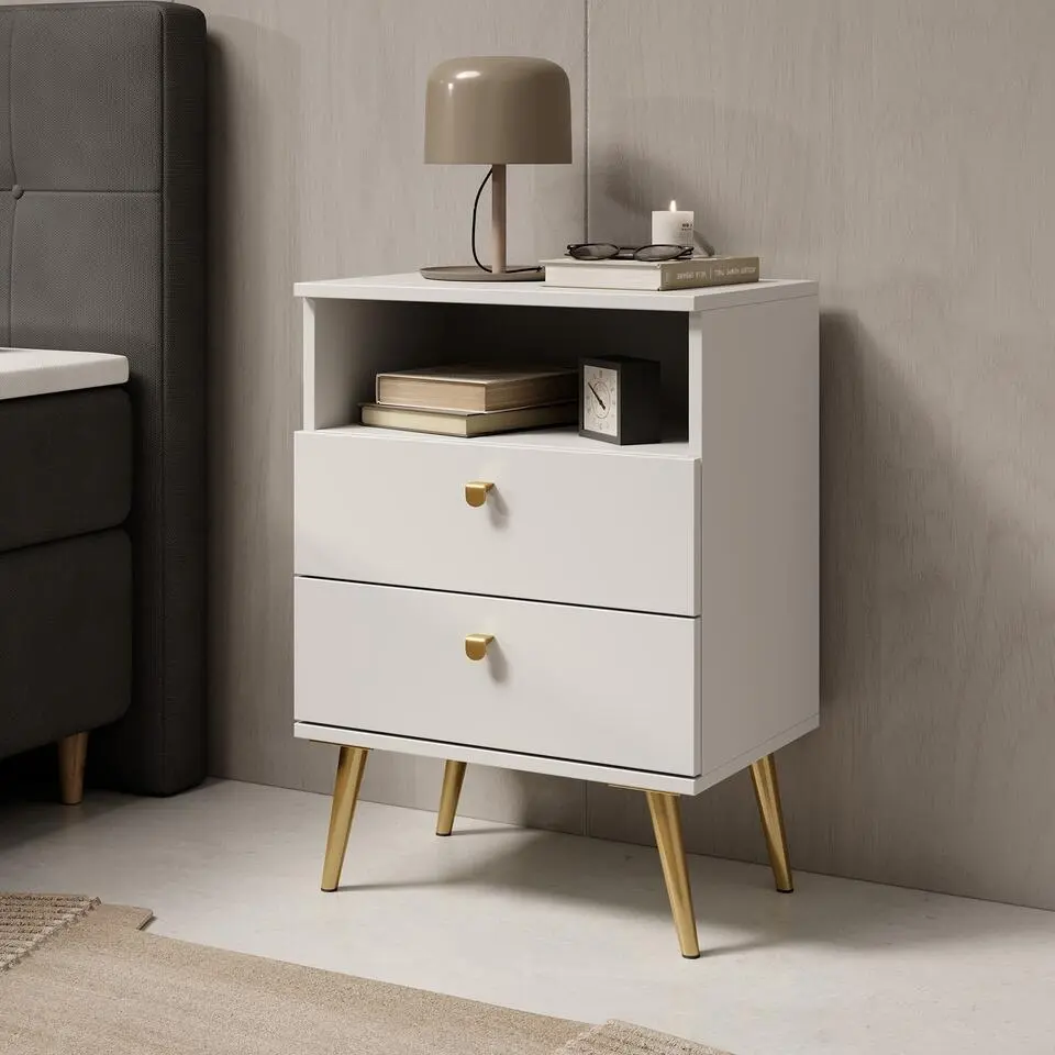 Meubella - Nachtkastje Hidde - Wit - 50 cm