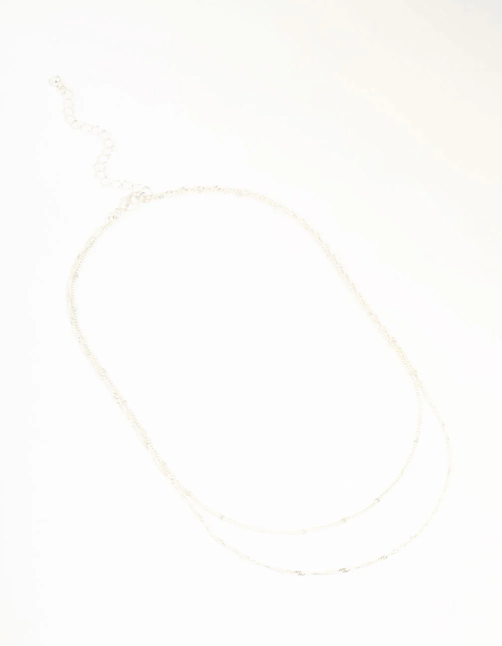 Silver Rope Layered Chain Necklace