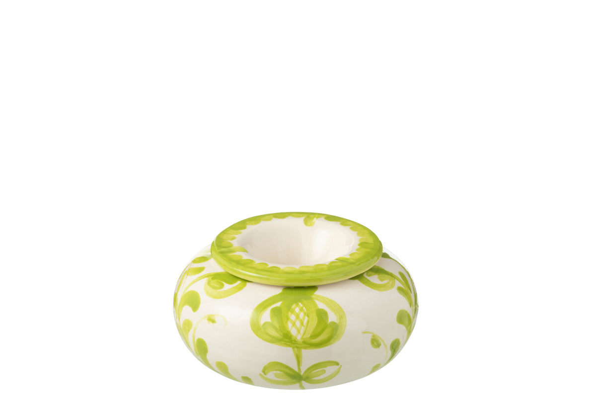 J-Line asbak Granada - keramiek - wit/groen - large
