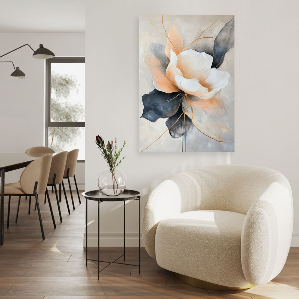 Feeby Obraz do salonu, Abstrakcyjny Kwiat beżowo szary 40x60