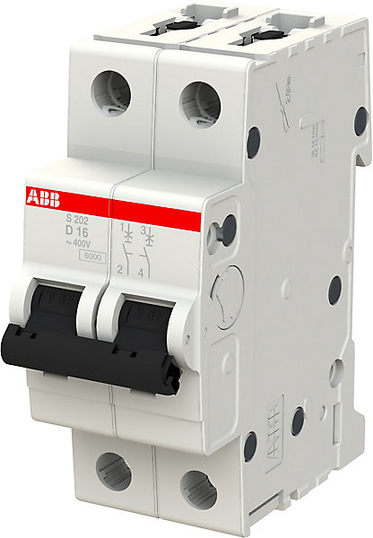 Disjoncteur bipolaire courbe D 16A ABB