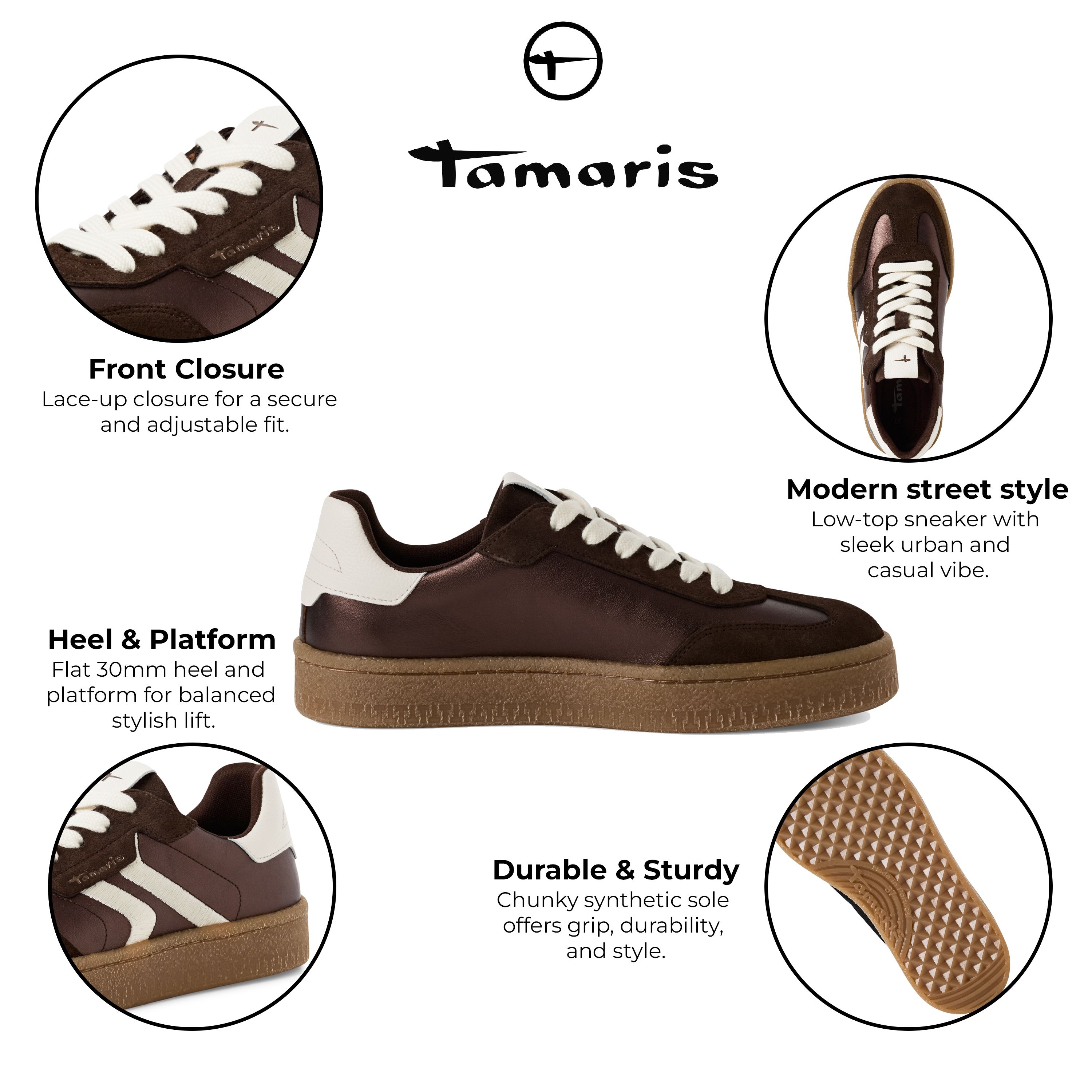Infinity Leather Tamaris Suede Leather Fashion Lace Up Sneakers
