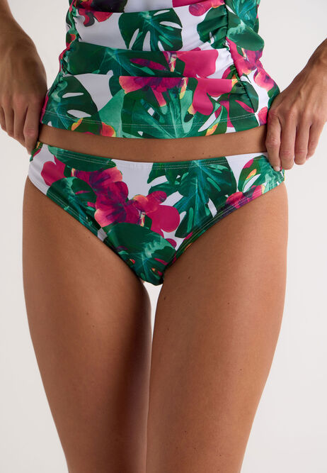 Womens White Rainforest Floral Print Print Bikini Briefs
