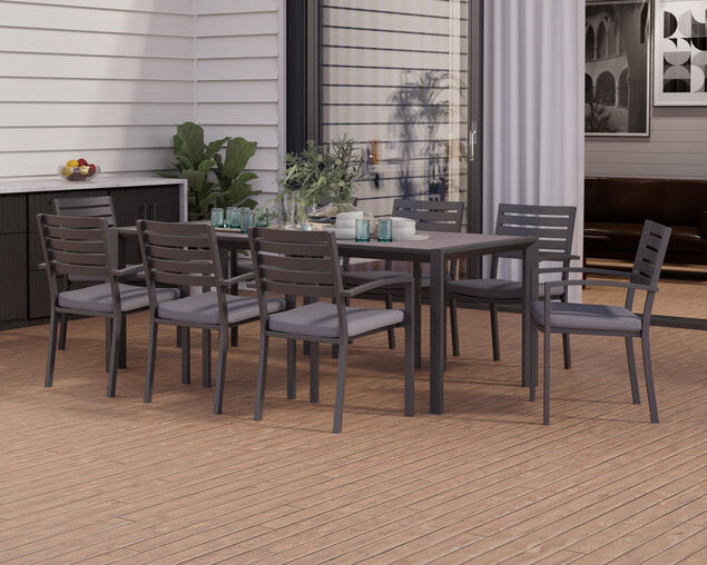Boston-Eden 9 Piece Slatted Dining Setting