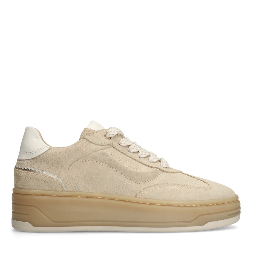 Manfield Beige leren sneakers
