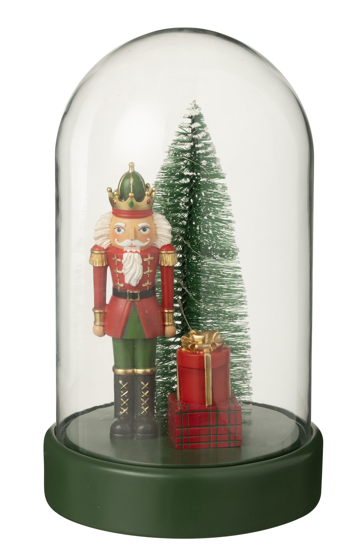 J-Line decoratie Stolp Notenkraker   Boom   Geschenken - kunststof - rood/donkergroen - LED lichtjes