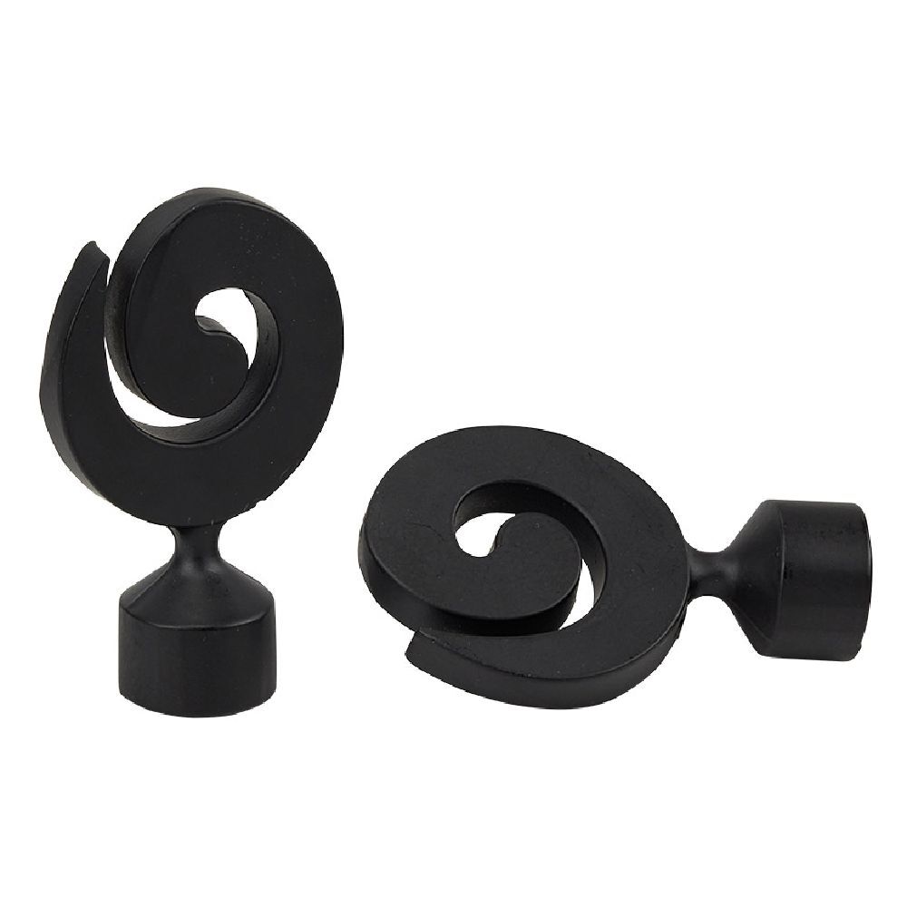 Embout tringle à rideau Ø20mm métal forme spirale noir mat x2
