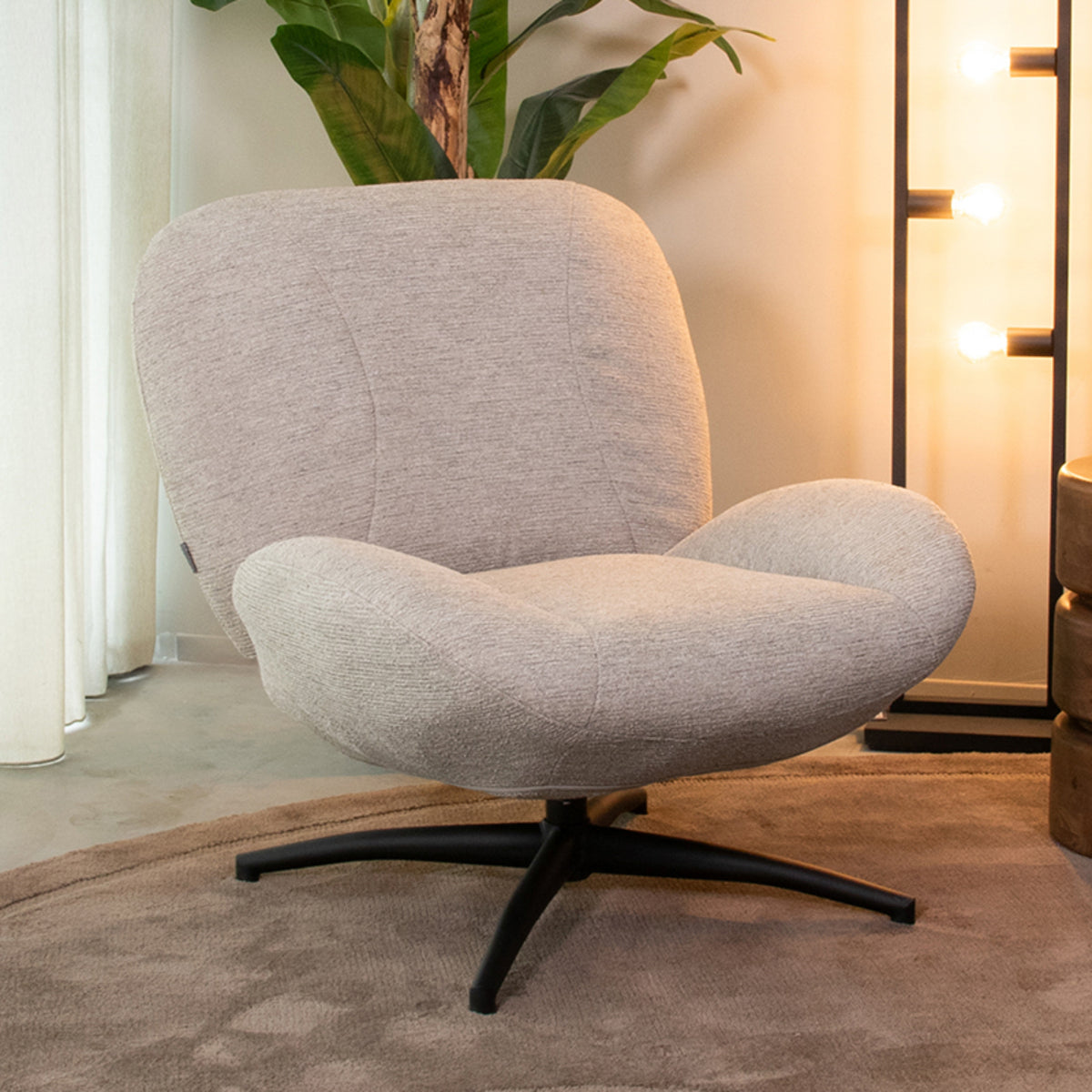 LABEL51 - Fauteuil Clayton - Khaki Canyon - Zwart Metaal