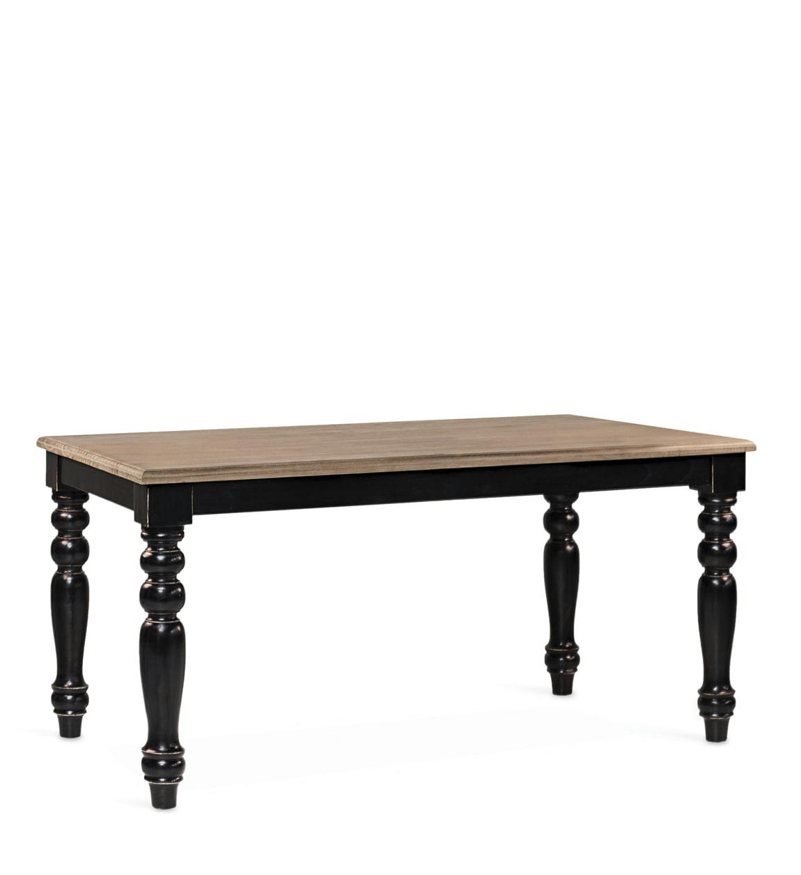 SIENA - Table en bois massif beige et noir 6/8 personnes L 170 cm