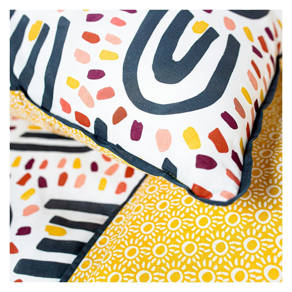 DESERT CHIK - Parure de lit 2 personnes imprimé en Coton Jaune 220x240 cm