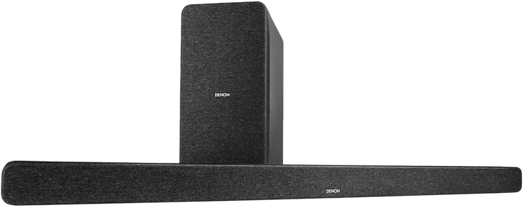 Denon DHT-S517 TV Sound Bar with Subwoofer  3D Surround Sound  Dolby Atmos  Wireless Subwoofer  HDMI eARC  Wireless Music Streaming via Bluetooth  Quick Setup  Wall-Mountable
