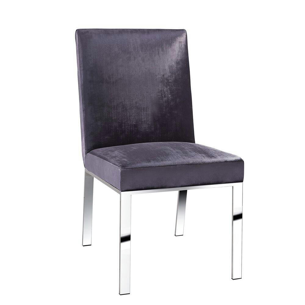 Home Gear Dining Chair with Patterned Back, Silver Frame, Charcoal Grey