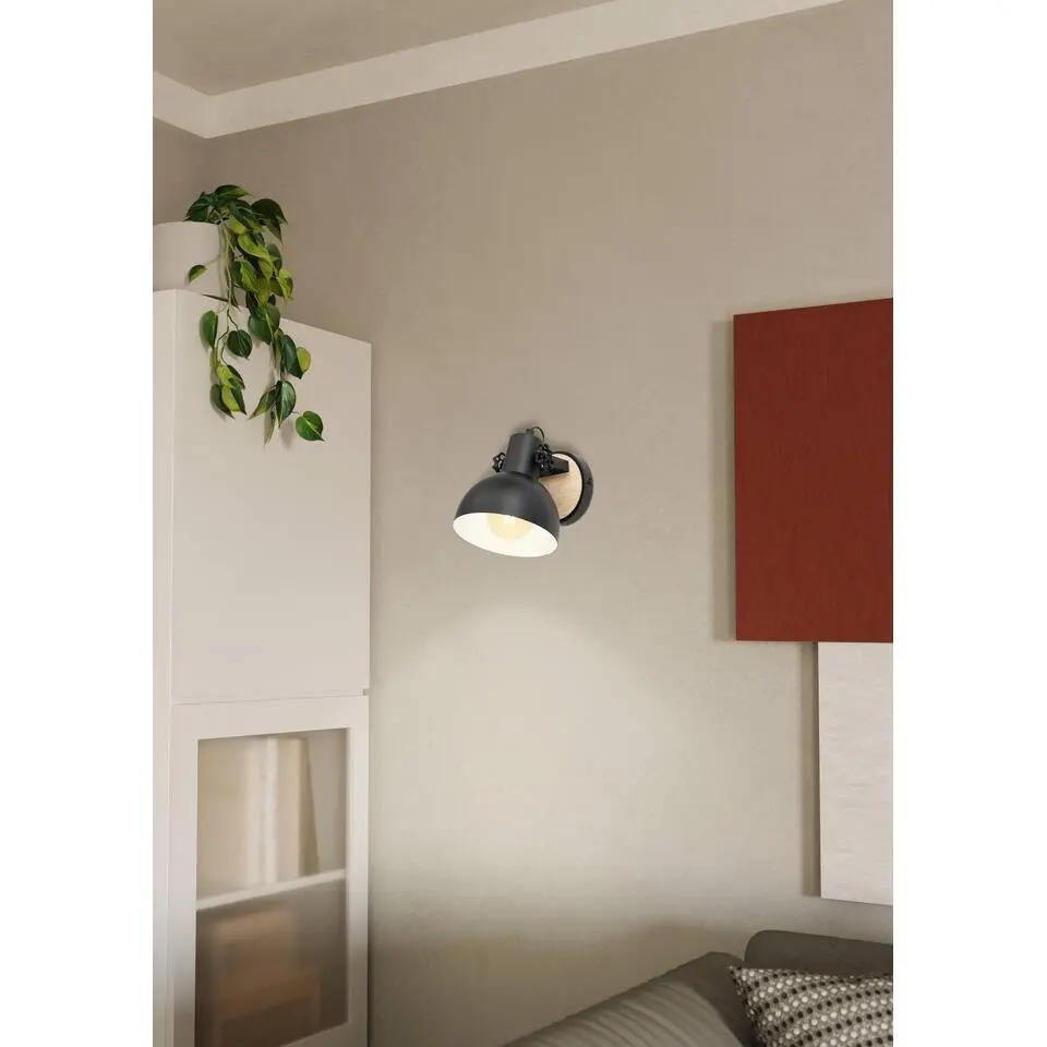 EGLOLubenhamWandlamp-1lichts-E27-Zwart,Bruin