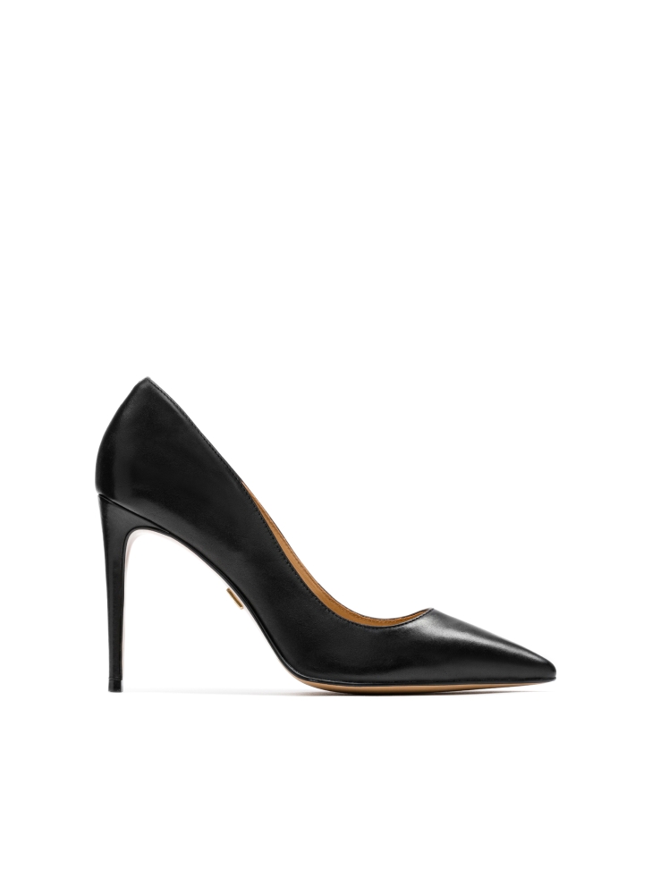 Classic black grain leather stilettos