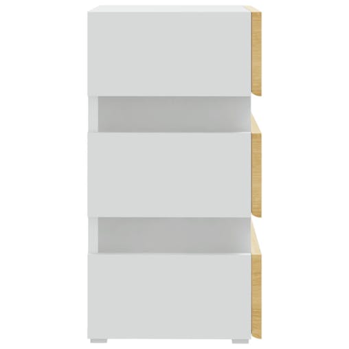 NNEVL LED Bedside Cabinet White and Sonoma Oak 45x35x67 cm Chipboard