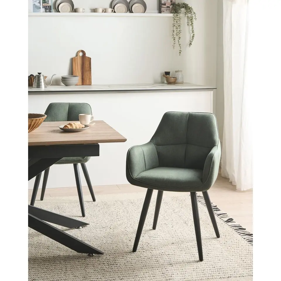 TIRANO - Eetkamerstoel set van 2 - Groen - Stof