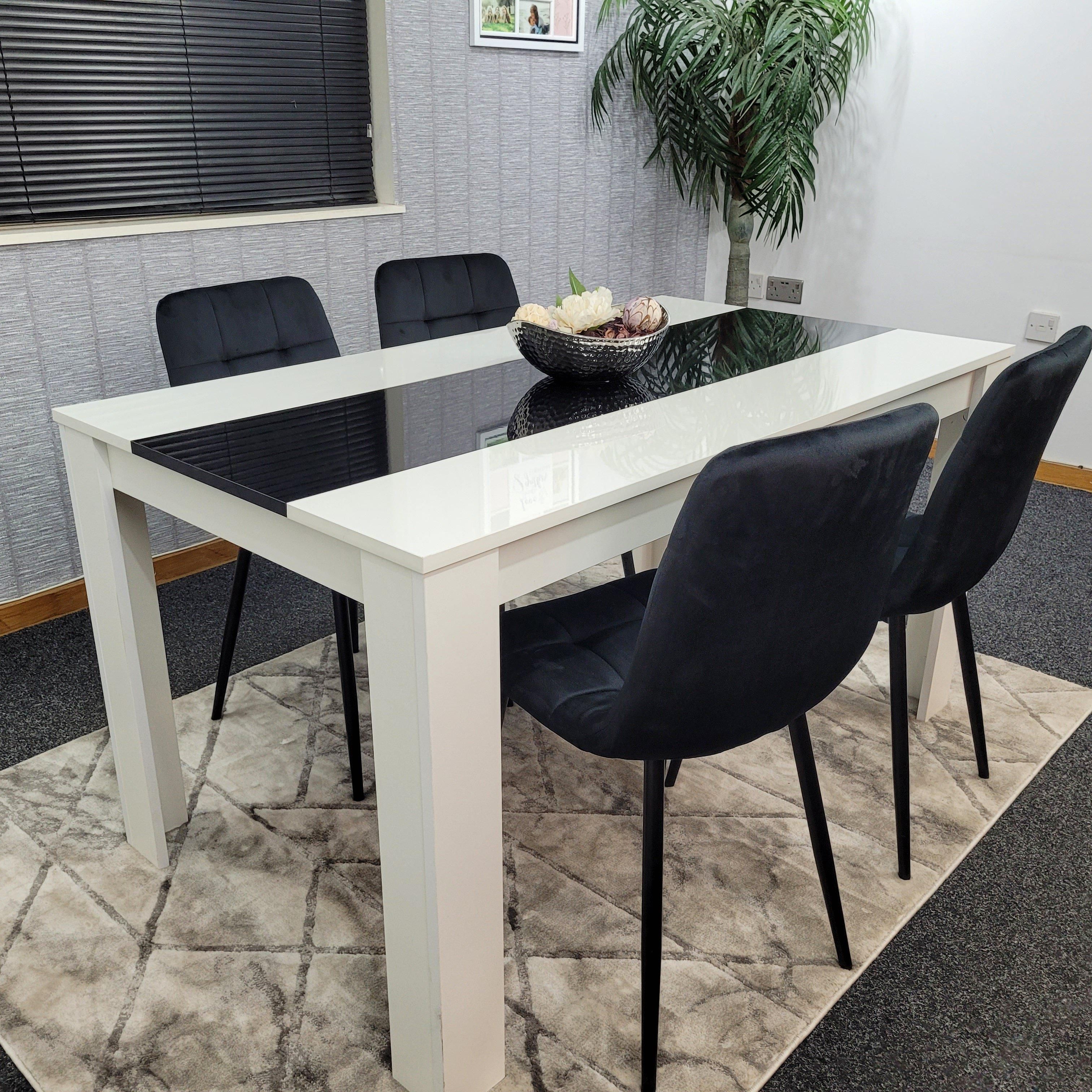 KOSY KOALA Kosy Koala Modern Dining Table Set With 4 Black Chairs Dining Room Furniture