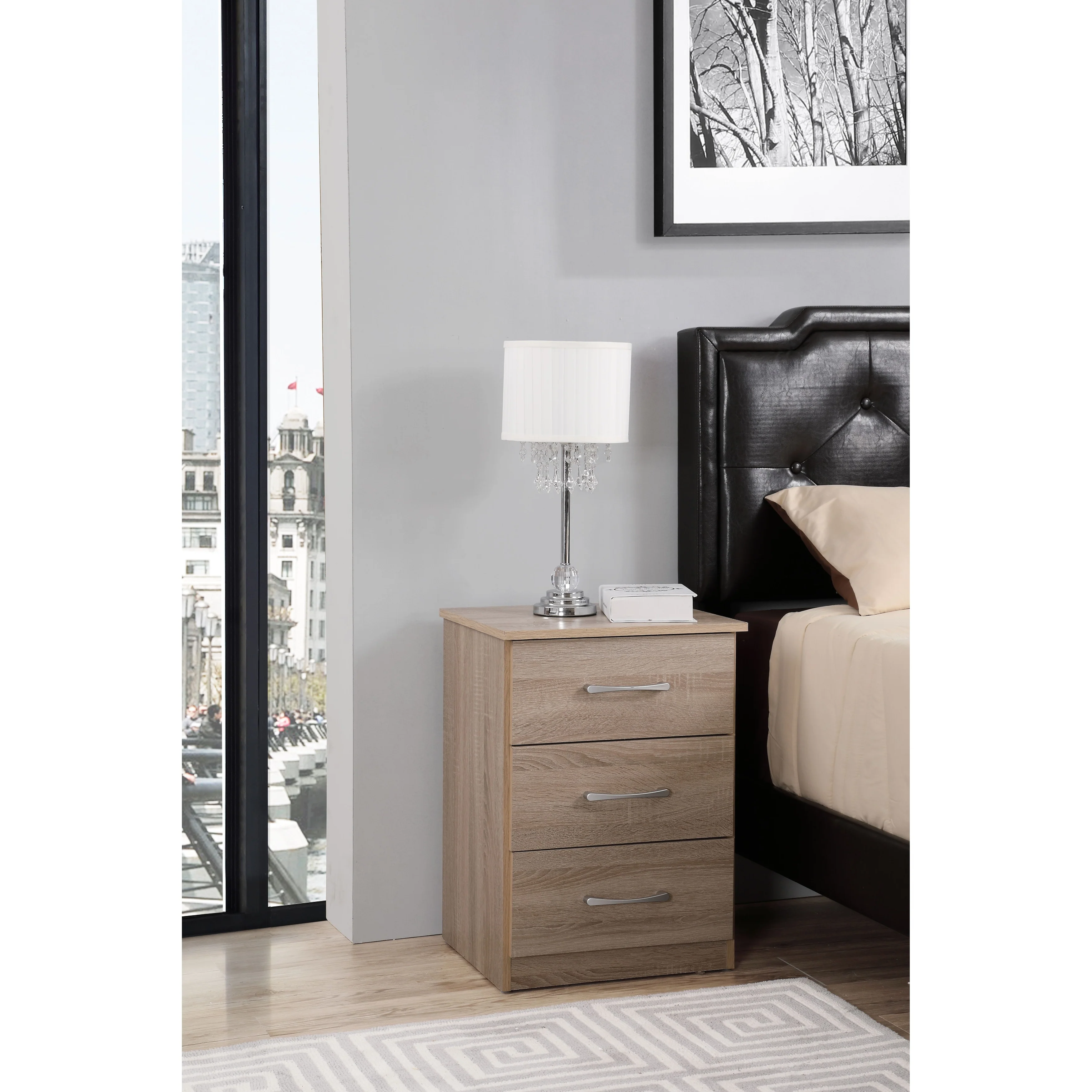 Boston 3-drawer Wooden Nightstand
