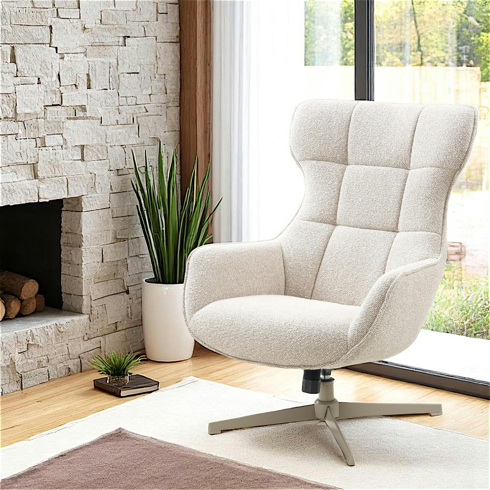 Fauteuil pivotant confort, couleur blanc naturel BERLIN