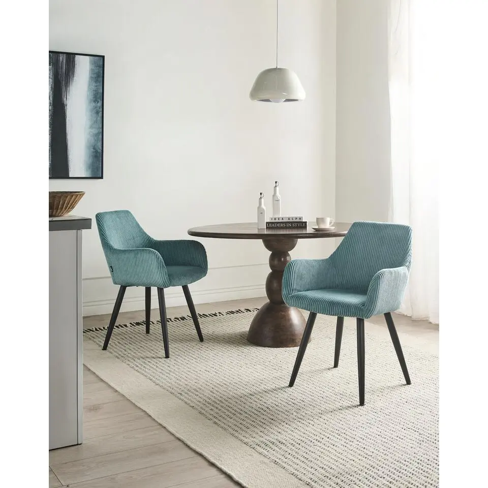 MORI - Eetkamerstoel set van 2 - Turquiose - Corduroy