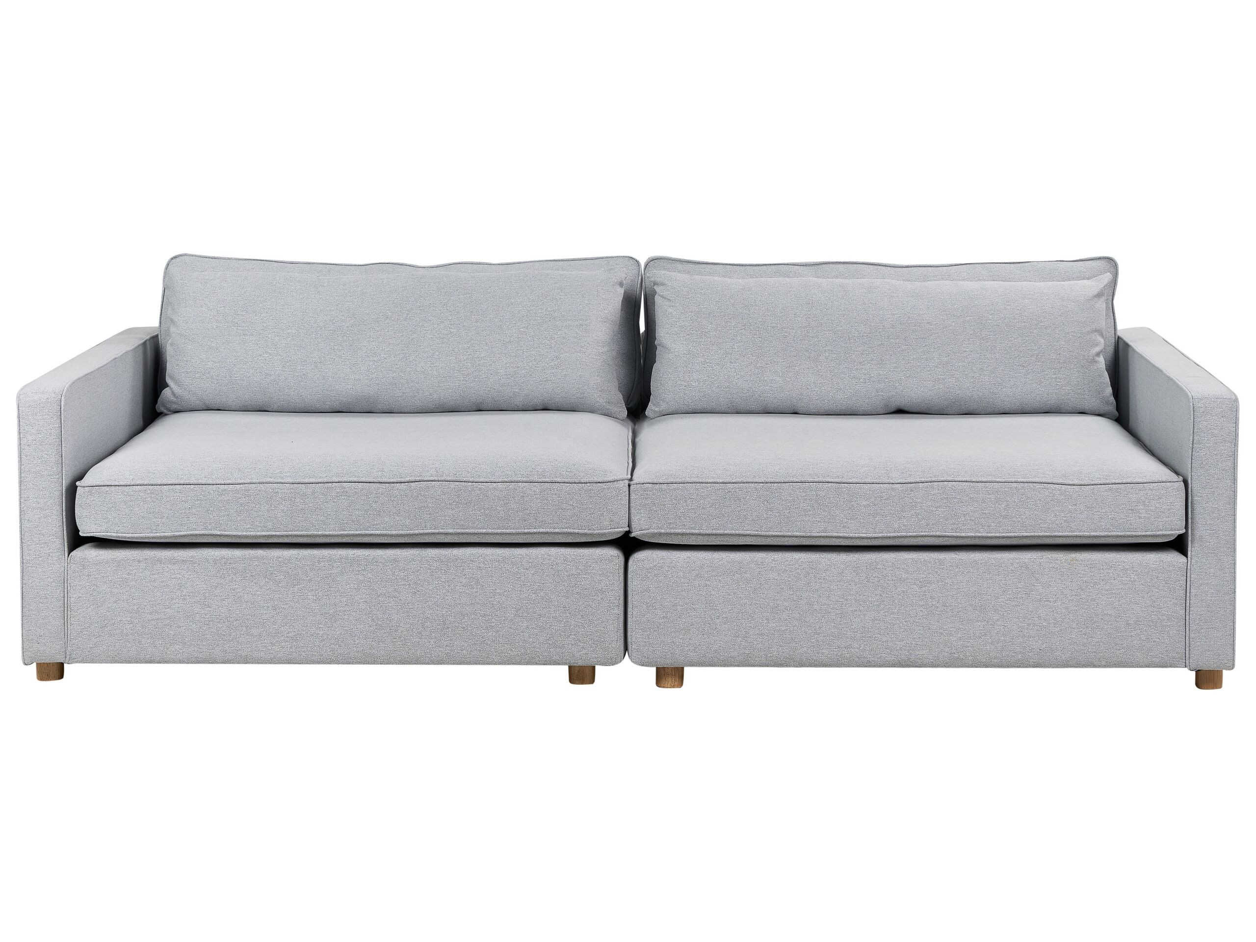 Sofa 3-osobowa jasnoszara tapiecerowana