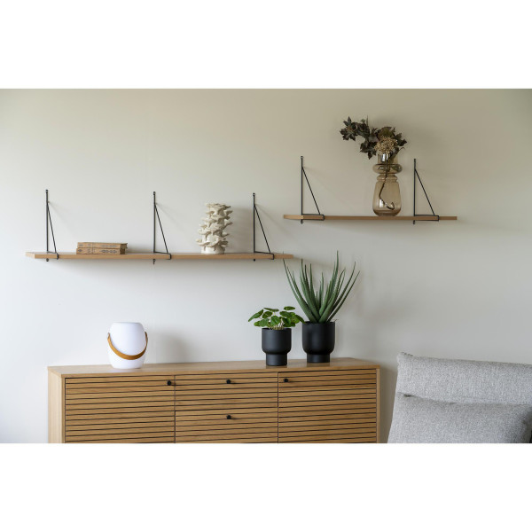 Półka Chiba 120 cm naturalna/czarna drewno i metal