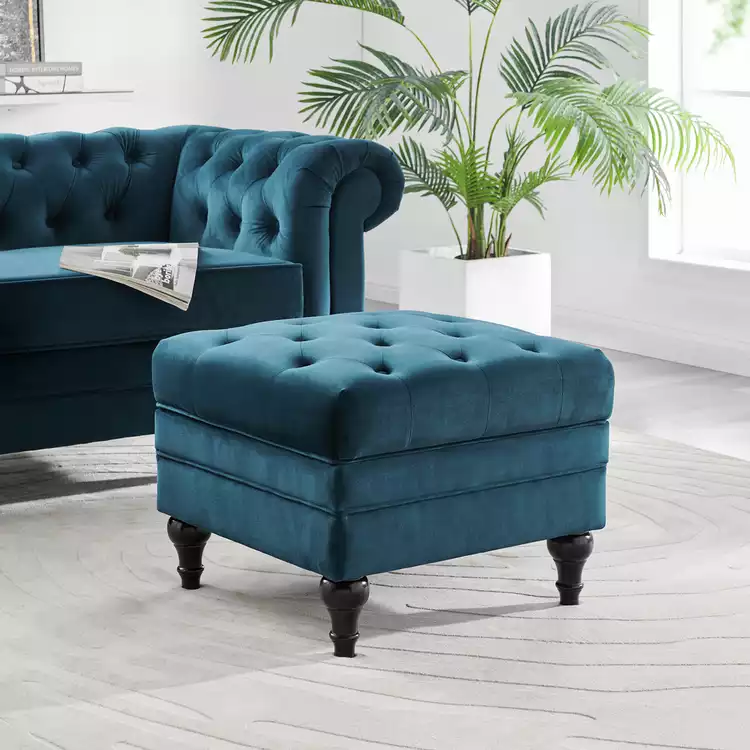 Habitat Chesterfield VelvetstorageFootstool - Green