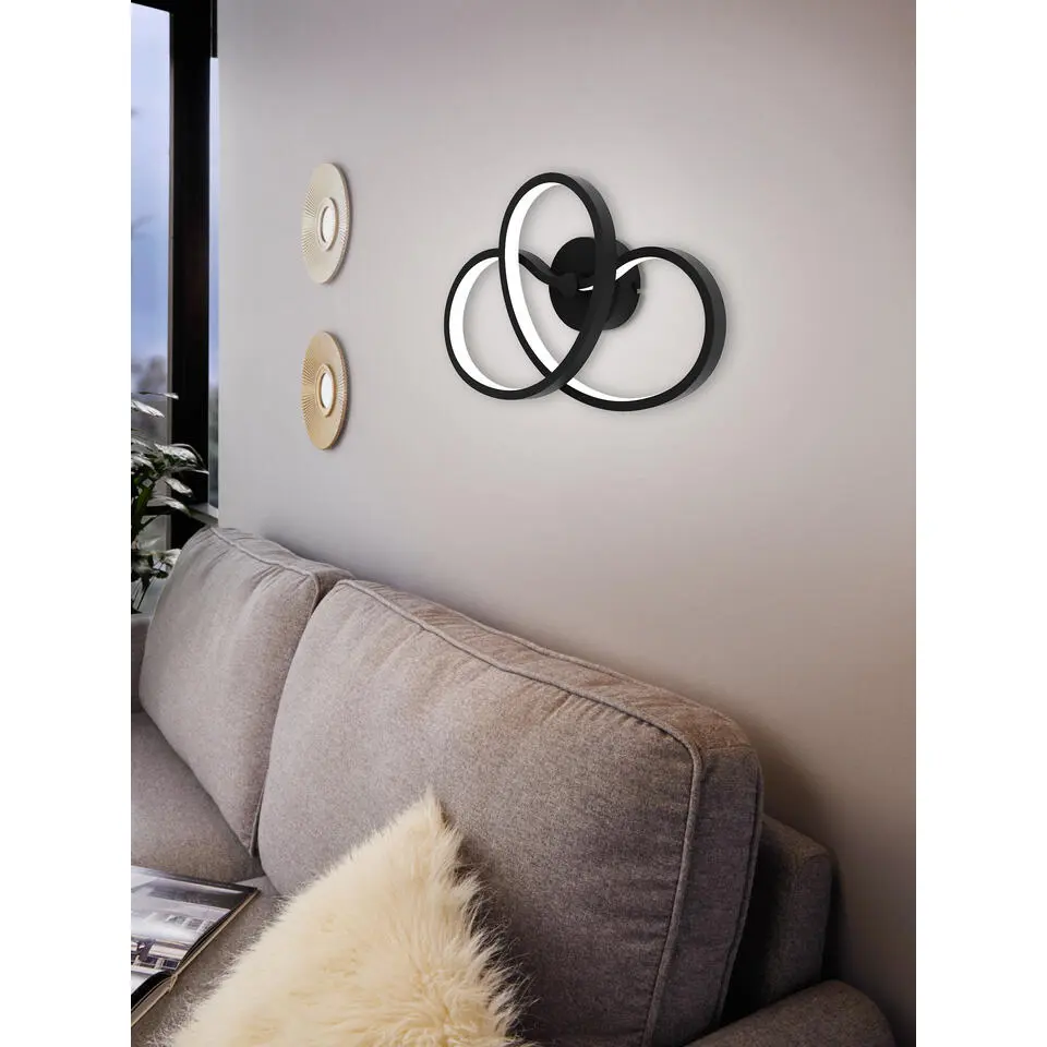 EGLO Gianella Wandlamp - LED - Aluminium/Kunststof - Zwart/Wit