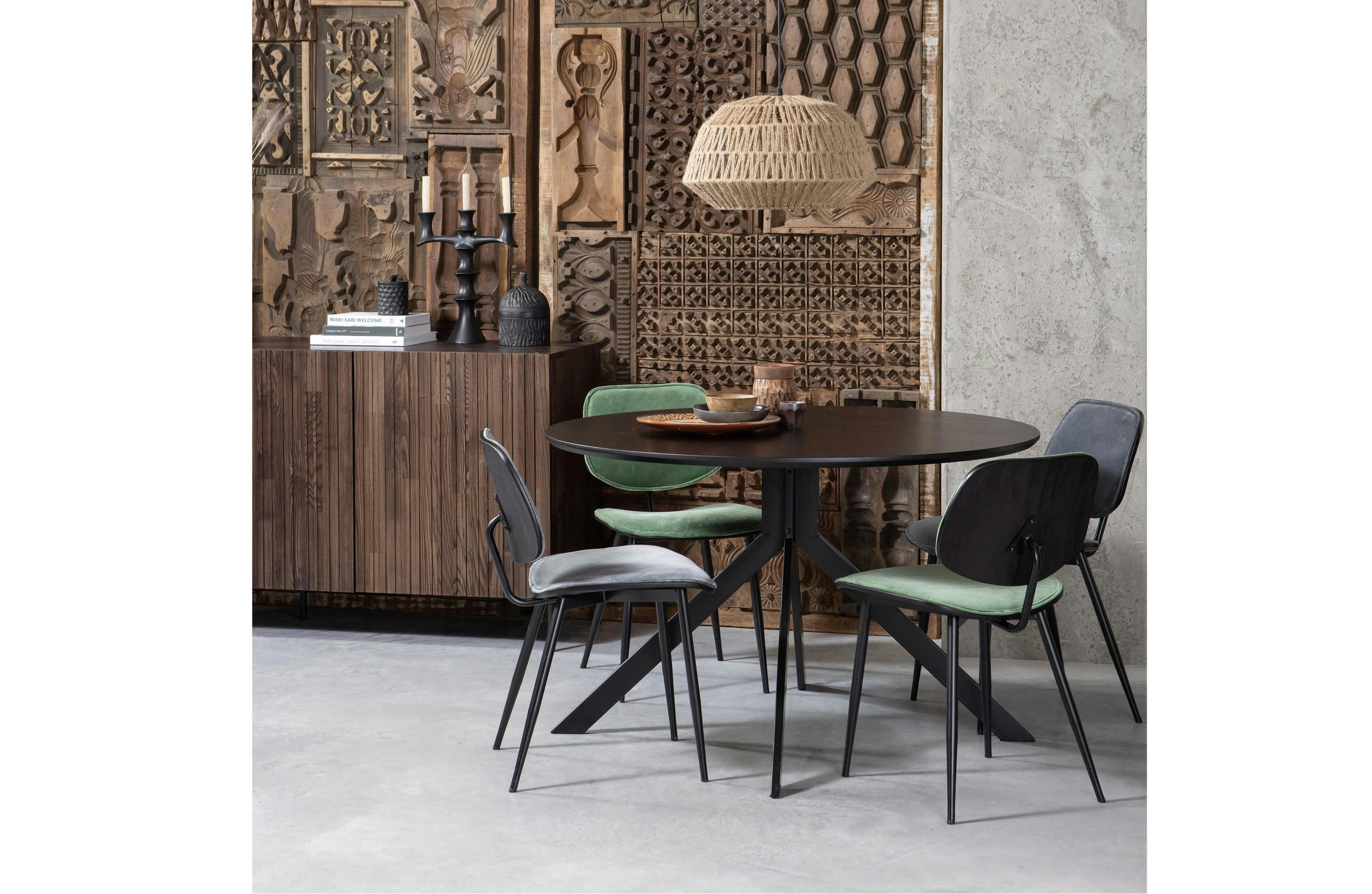 JACKIE - Chaise en velour vert