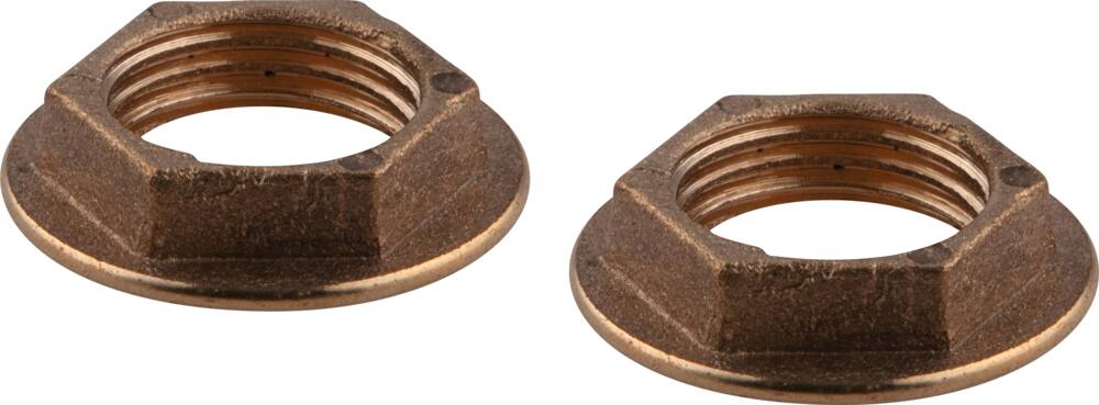 PlumbShop Faucet Locknuts, Polished Brass, Twin Pack