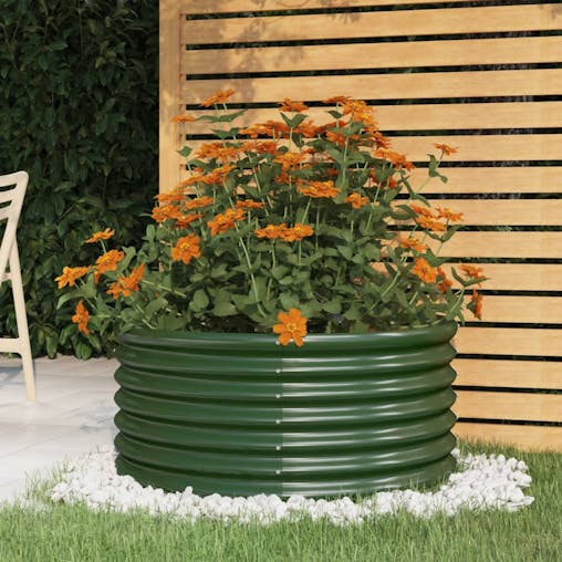 NNEVL Garden Planter Powder-coated Steel 80x80x36 cm Green