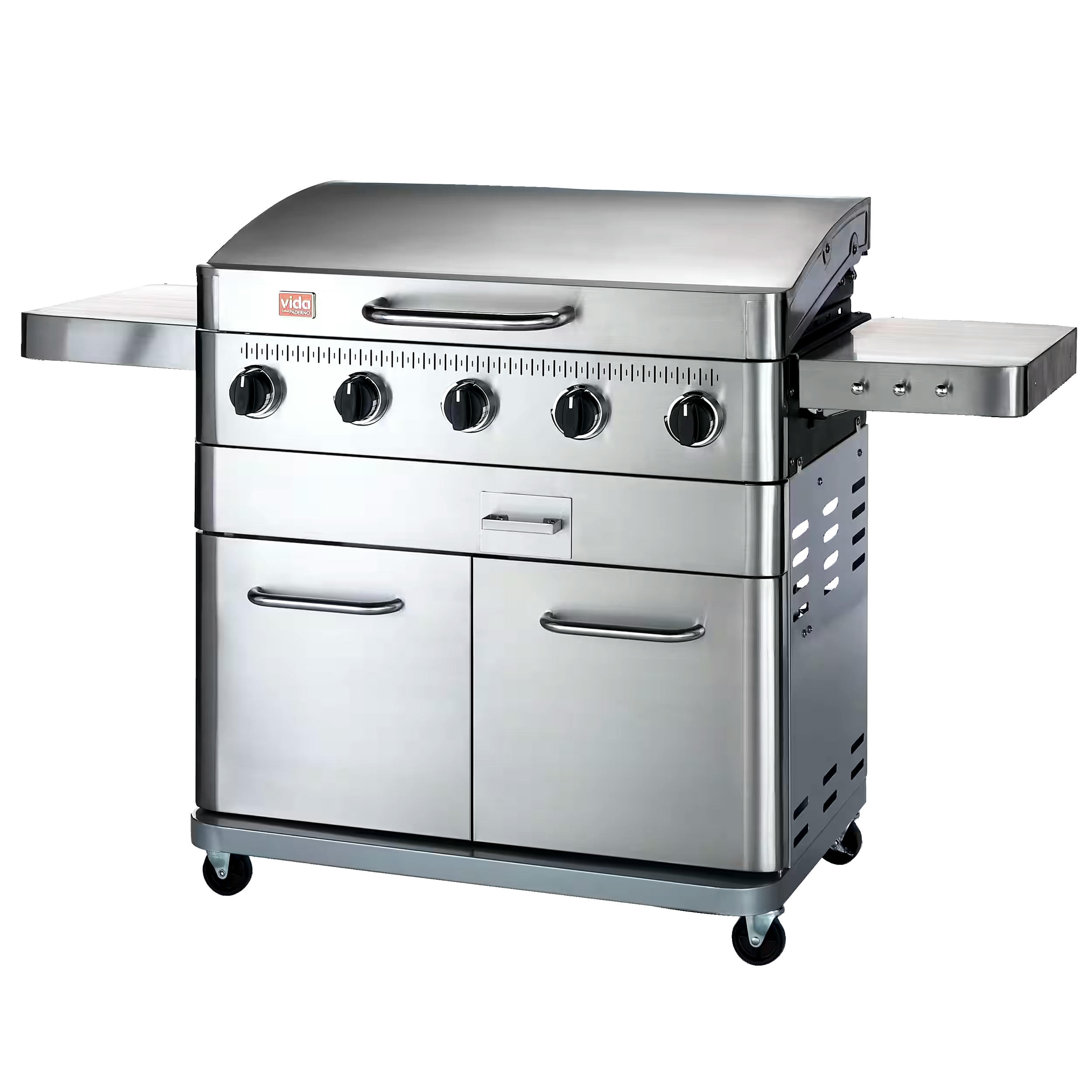 Vida by PADERNO Stainless Steel 5-Burner Gas BBQ Griddle with Hood