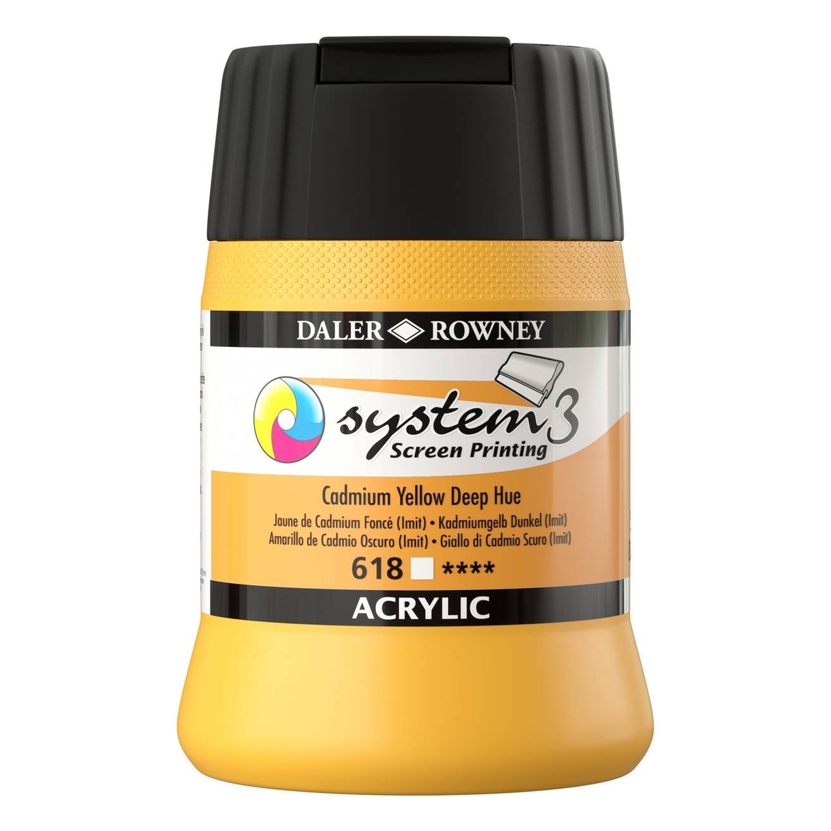 Daler-Rowney System3 Cadmium Yellow Screen Printing Acrylic Ink 250ml
