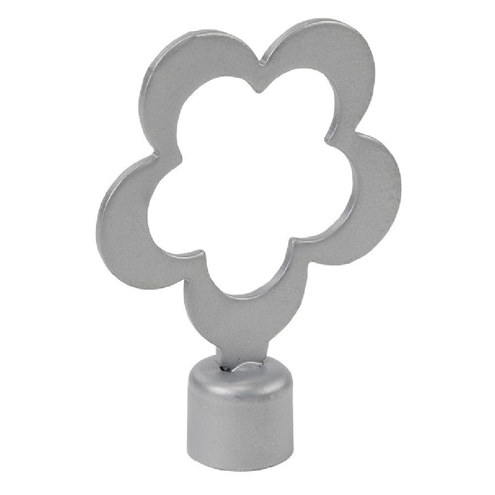 Embout tringle à rideau Ø16 mm métal forme fleur gris mat x2