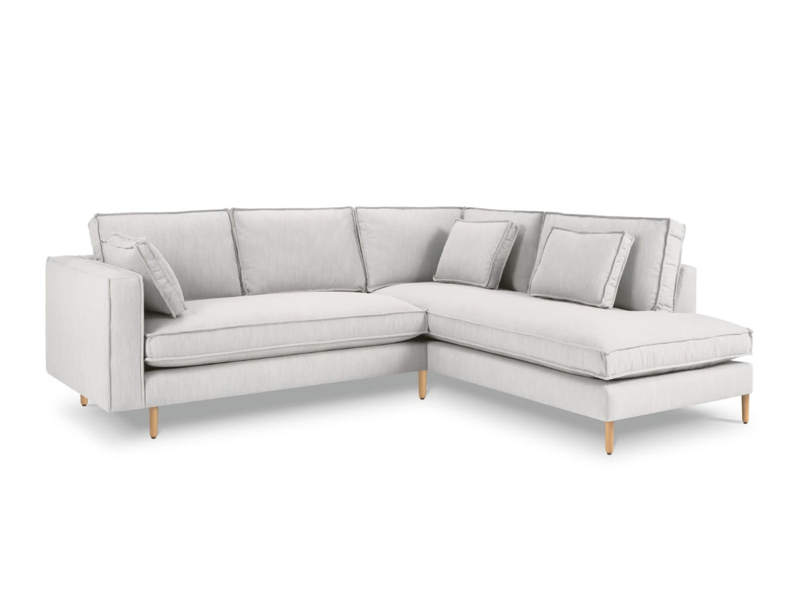 ALEXIS - Canapé D'Angle Droit 5 places en Tissu Structurel Gris Clair