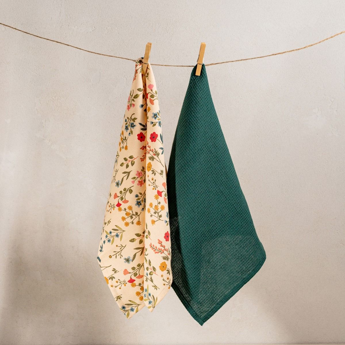 Zestaw ścierek kuchennych FARIN w kwiatki   waffel 2*45x65 cm