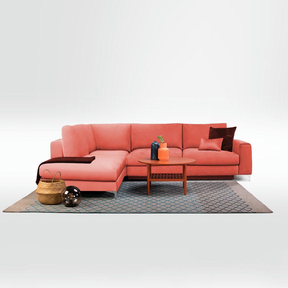 FIESOLE - Canapé 4 places velours angle gauche rose