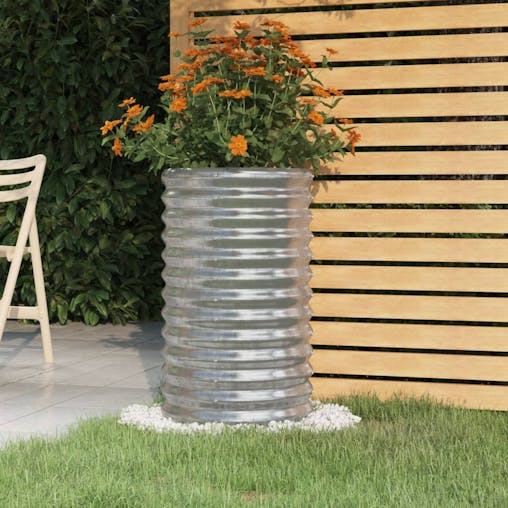 NNEVL Garden Planter Powder-coated Steel 40x40x68 cm Silver