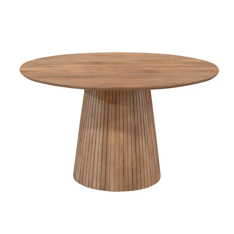 Eettafel Rond Naturel Hout - 130x130x76cm - Solana