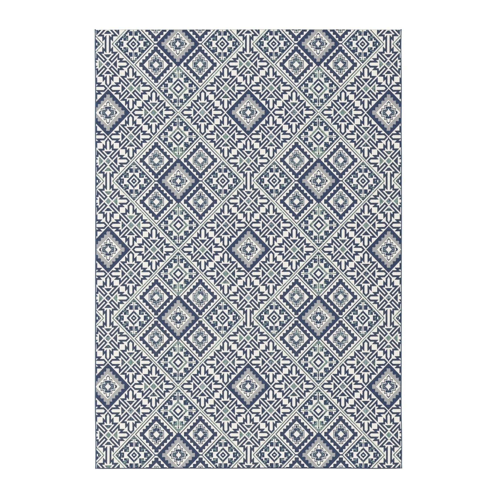 AFK Living vloerkleed Nazare - voor binnen en buiten - blauw - 80 x 150 cm
