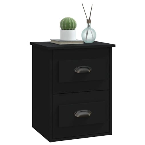 NNEVL Wall-mounted Bedside Cabinets 2 pcs Black 41.5x36x53cm