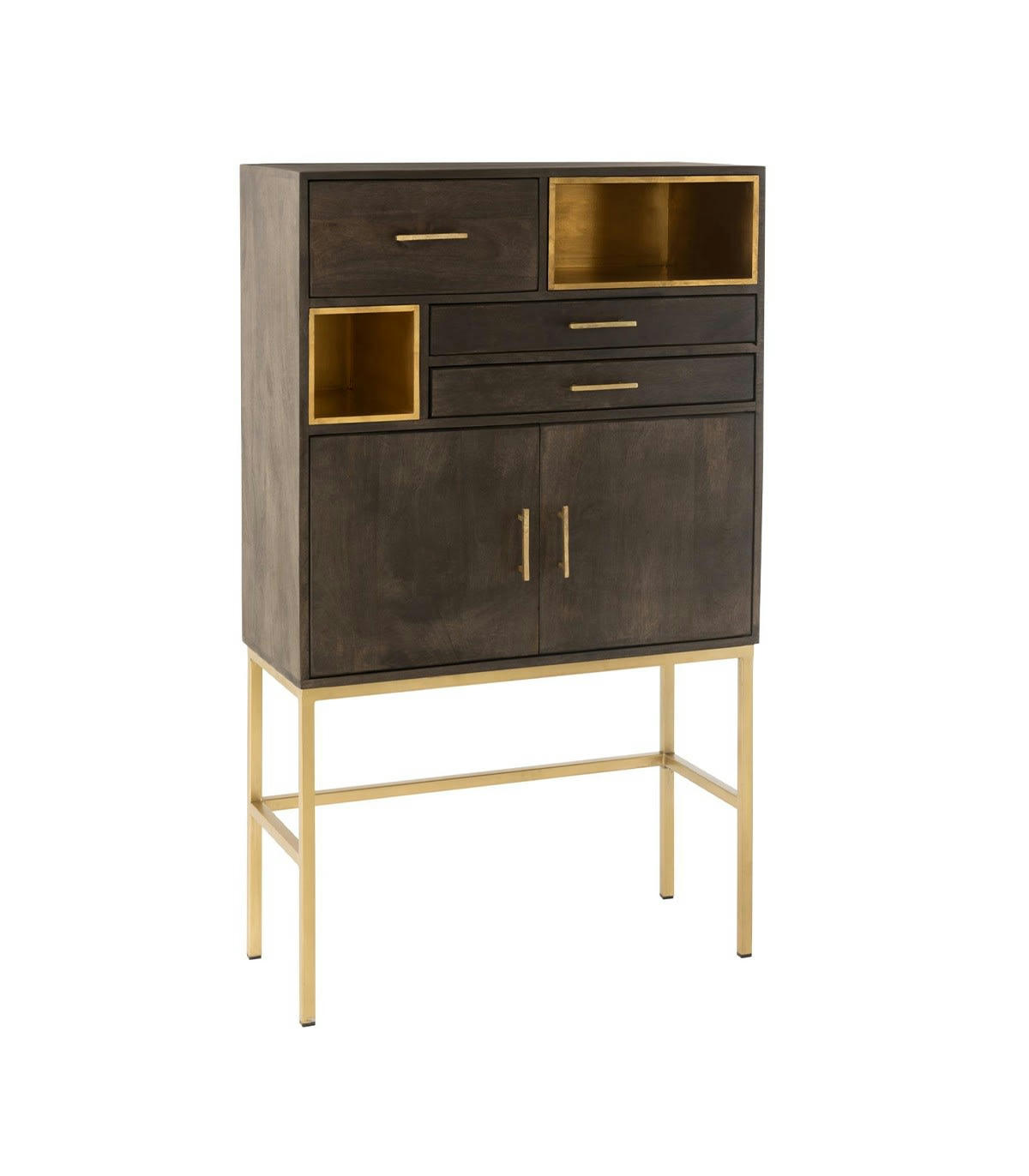 JANIS - Buffet 2 portes 3 tiroirs et 2 niches L98 x H153 cm
